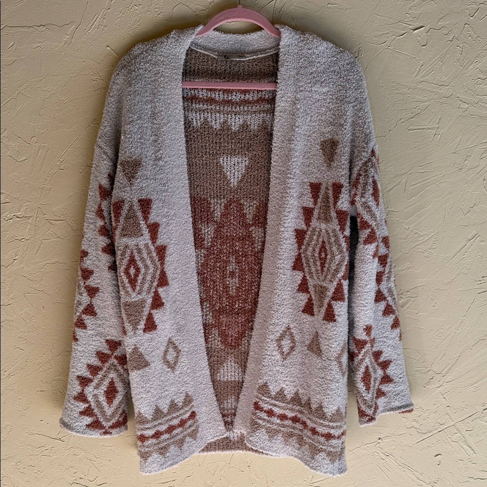 Cozy Southwest Geometric Patterned Sweater - Cream, Rust and Tan